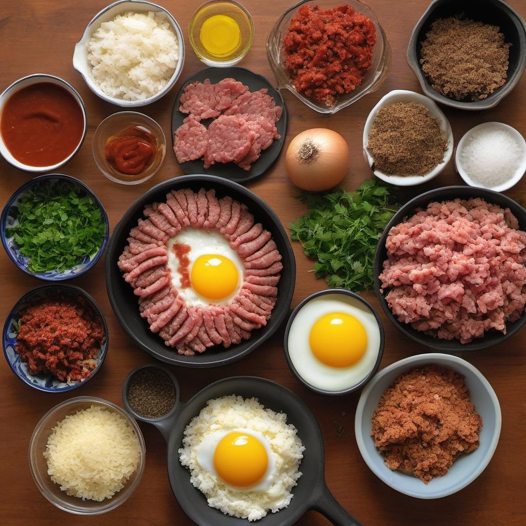 Items needed to answer the question, How do I make bacon-wrapped meatloaf. Items include:  ground meat  breadcrumbs  onion (diced)  garlic (minced)  herbs and spices (e.g., oregano, thyme, paprika)  eggs (beaten)  Worcestershire sauce  salt and pepper  bacon slices