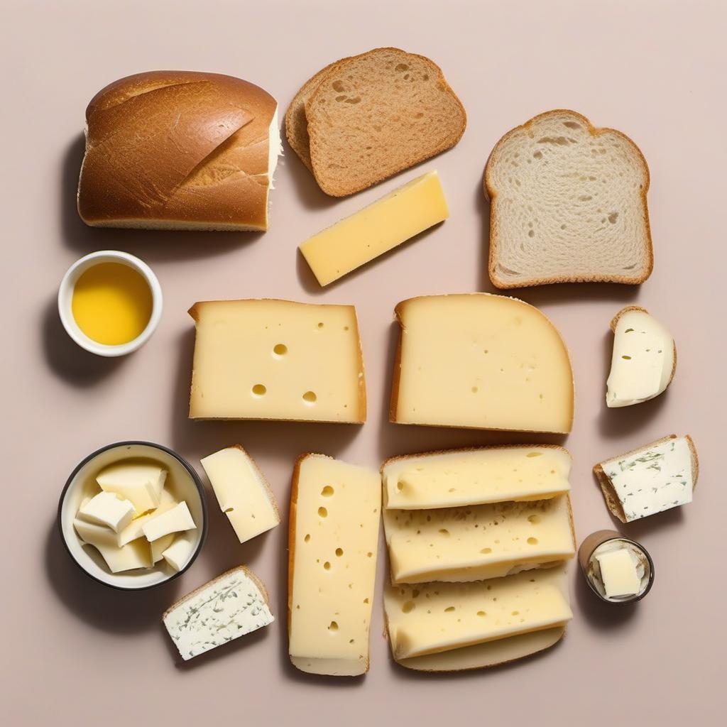 Items needed to answer the question, How do I create a childhood favorite the grilled cheese sandwich. Items include:  Bread  Cheese  Butter  Additional Fillings