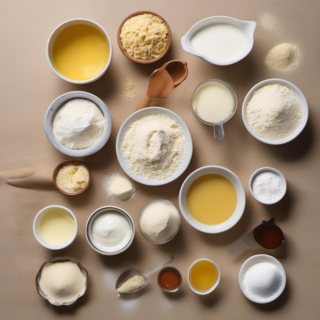 Items needed to answer the question, How do I make mini French croissants. Items include:  All-purpose flour  Sugar  Salt  Instant yeast  Unsalted butter  Cold milk  Egg  Milk