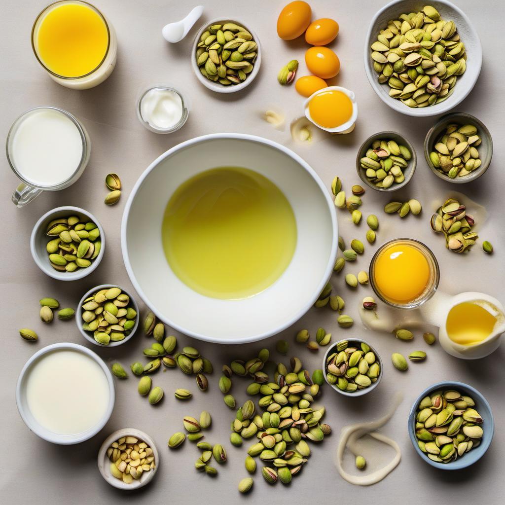 Items needed to answer the question, How do I master the art of pistachio gelato. Items include:  Shelled pistachios  Granulated sugar  Whole milk  Heavy cream  Egg yolks