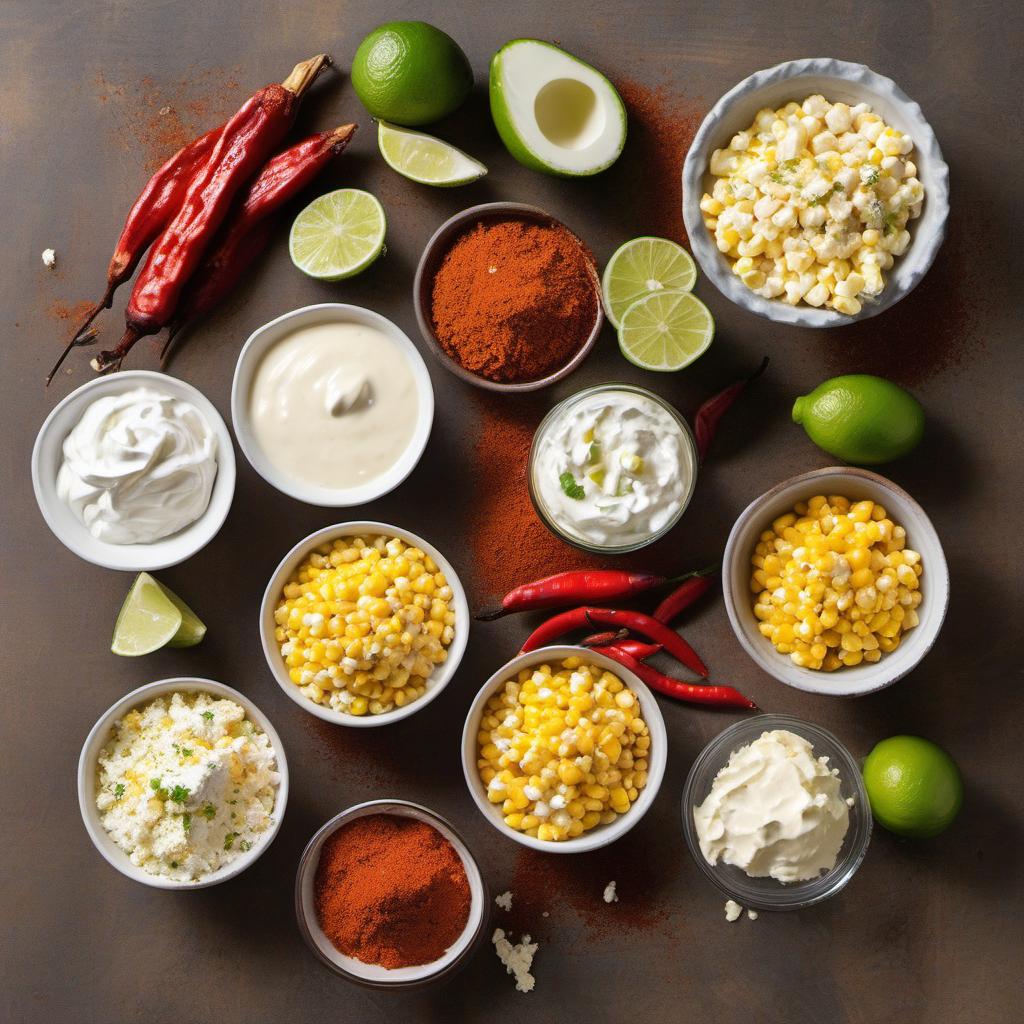 Items needed to answer the question, How do I make Mexican Street Corn dip. Items include:  Corn  Mayonnaise  Sour cream  Cotija cheese  Garlic  Lime juice  Chili powder  Smoked paprika  Fresh cilantro  Tortilla chips