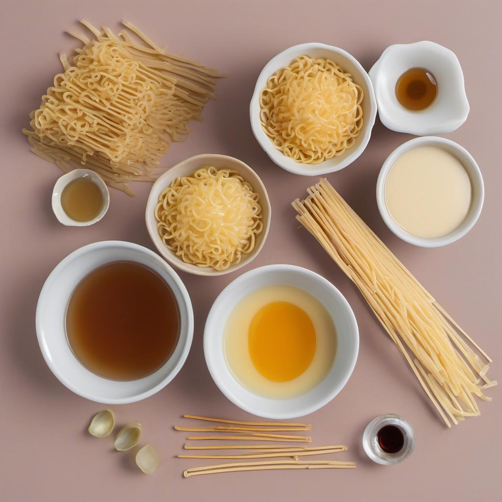 Items needed to answer the question, How do I make a Ramen Burger dessert. Items include:  Ramen Noodles  Sweet Condensed Milk  Vanilla Extract