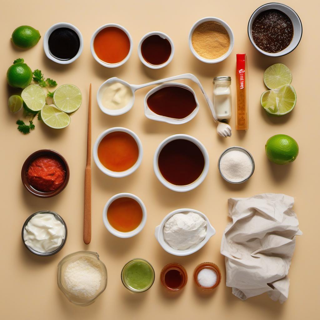 Items needed to answer the question, How do I make the perfect Banh Mi Taco sauce. Items include:  mayonnaise  Sriracha sauce  soy sauce  lime juice  honey  garlic powder  salt