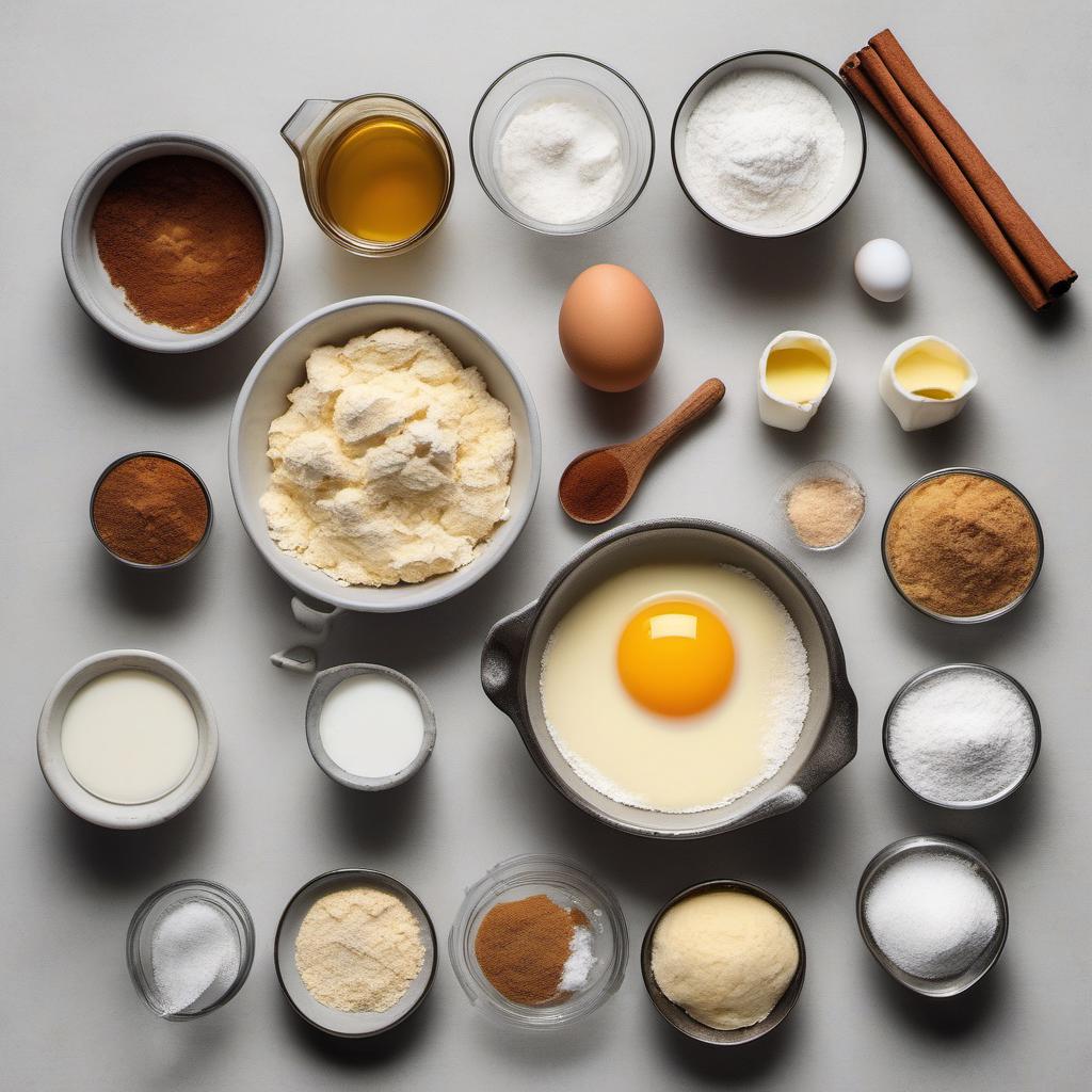 Items needed to answer the question, How do I make churro batter from scratch. Items include:  All-purpose flour  Baking powder  Salt  Unsalted butter  Water  Large egg  Oil (for frying)  Cinnamon sugar (to taste)