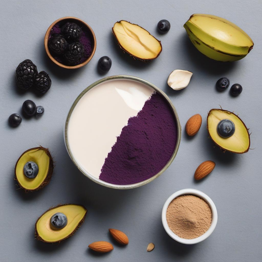 Items needed to answer the question, How do I customize my Acai Bowl. Items include:  Acai powder  Liquid (water, almond milk, or coconut water)