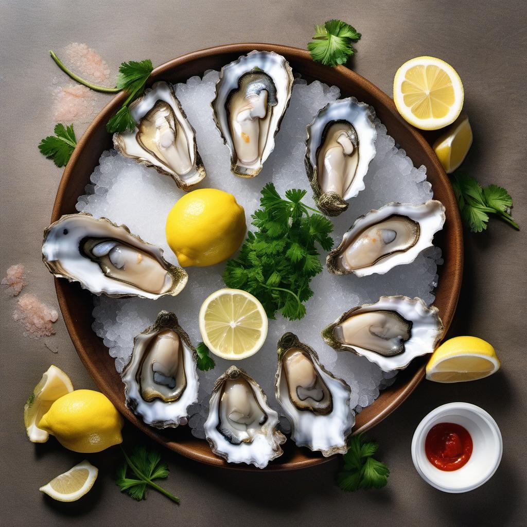 Items needed to answer the question, How do I make a delicious Oyster Platter at home. Items include:  Oysters  Salt  Lemon Juice  Hot Sauce  Crushed Ice or Rock Salt  Lemon Wedges  Fresh Parsley