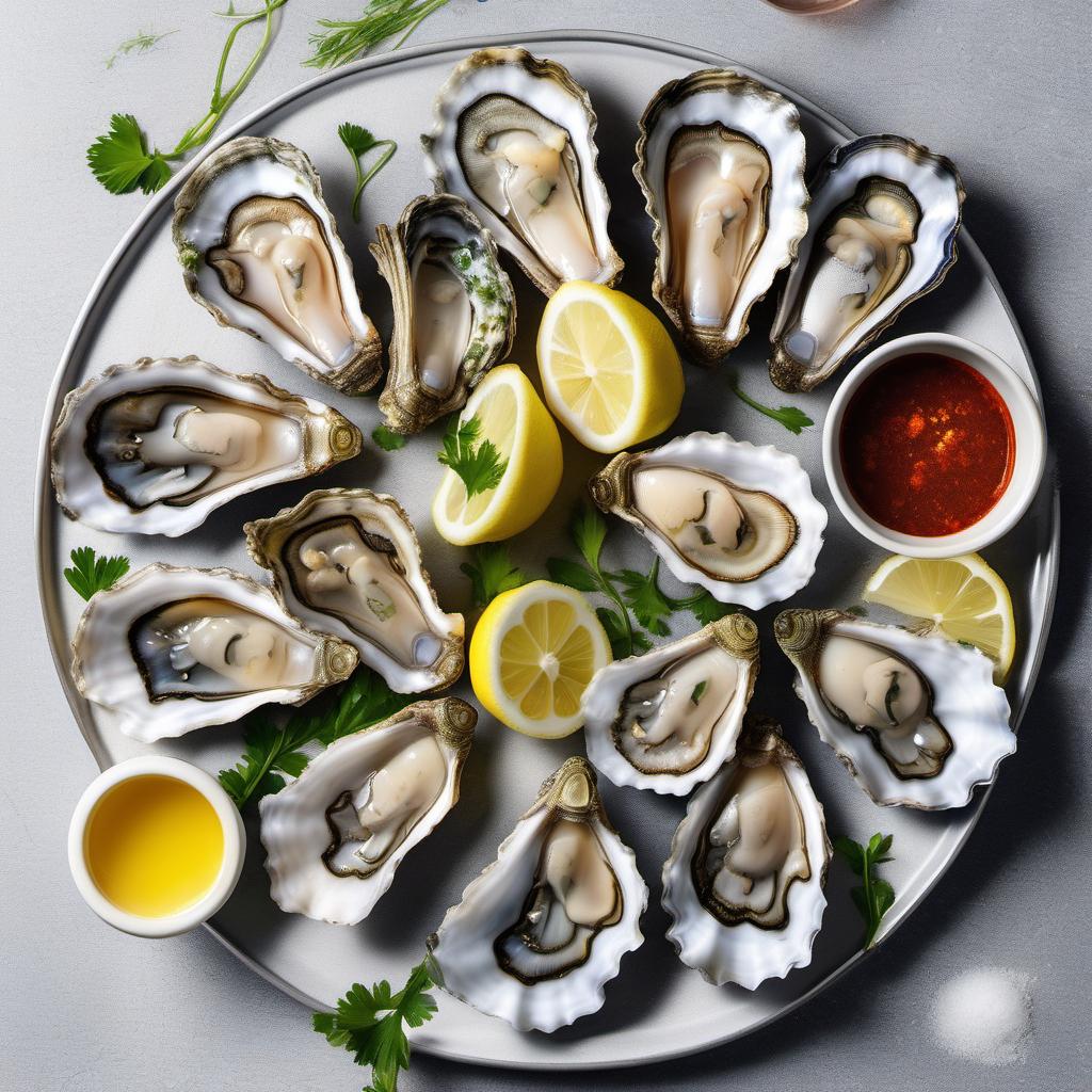 Items needed to answer the question, How do I spice up my Oyster Platter. Items include:  Oysters  Hot sauce  Butter  Garlic powder  Salt  Cilantro  Lemon