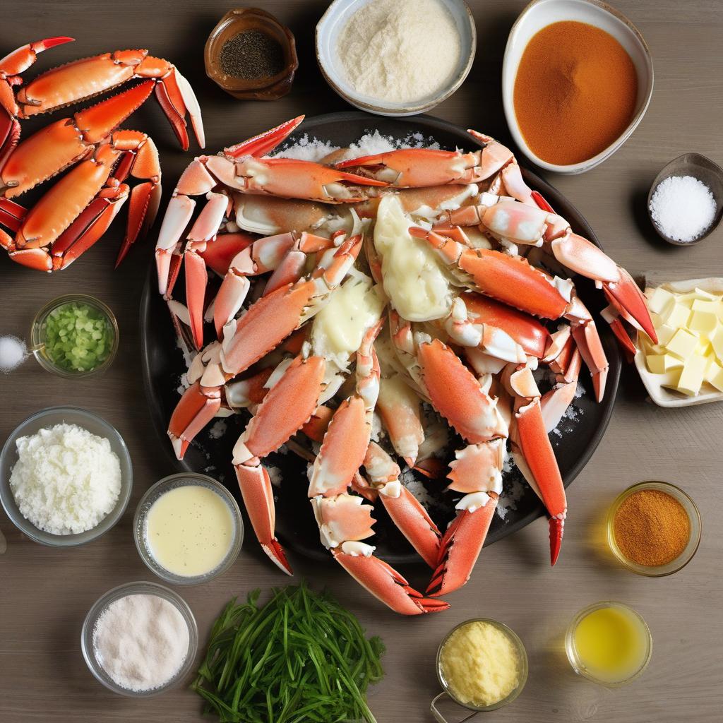 Items needed to answer the question, How do I make a creamy crab legs soup. Items include:  Crab Legs  Butter  Onion  Garlic  Celery  Chicken or Vegetable Broth  Paprika  Old Bay Seasoning  Salt  Pepper  Flour  Heavy Cream