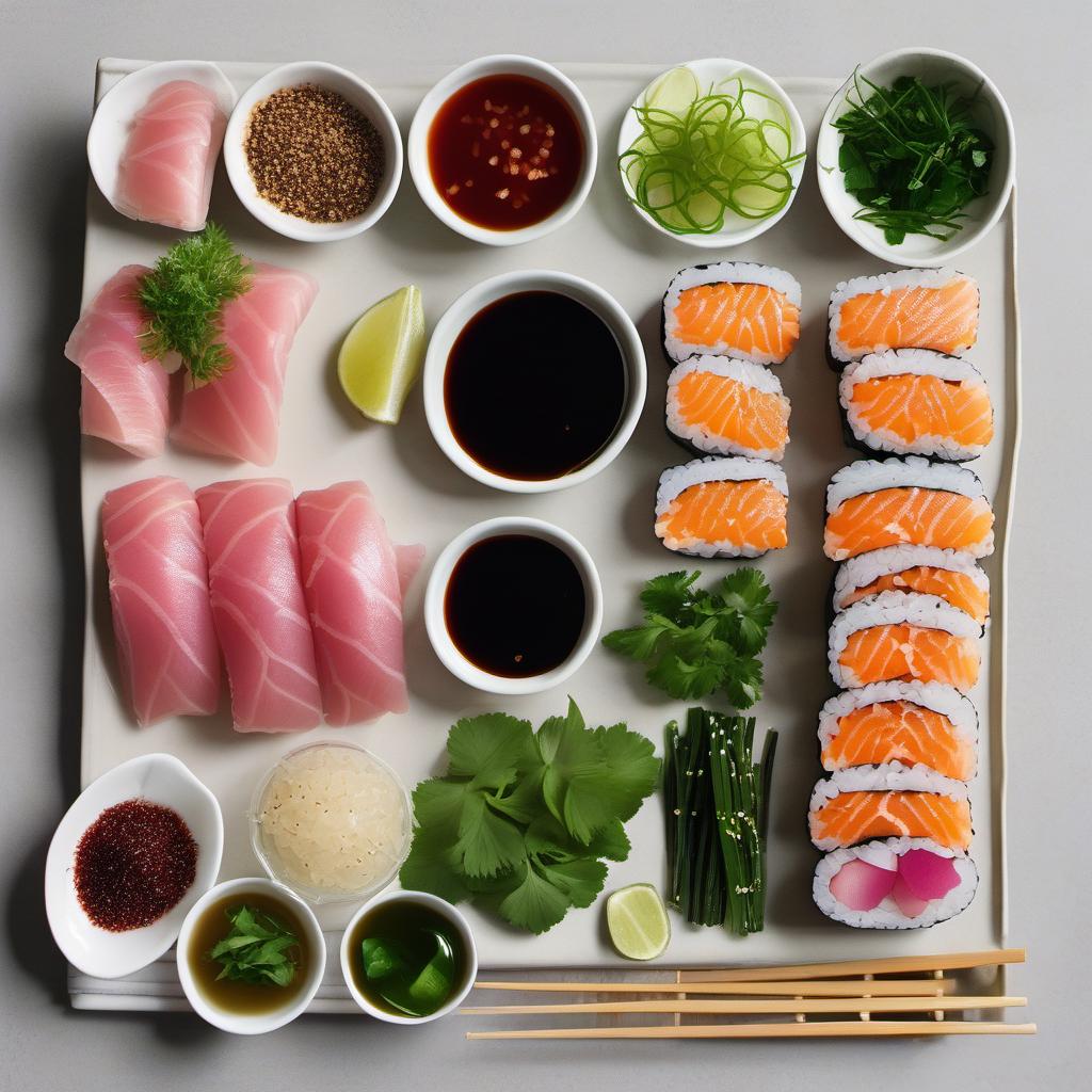 Items needed to answer the question, How do I make a refreshing Tuna Tartare. Items include:  Tuna  Soy Sauce  Sesame Oil  Lime Juice  Salt  Black Pepper  Fresh Herbs (Cilantro or Chives)  Cucumbers or Radishes  Toasted Baguette Slices or Crispy Wonton Chips