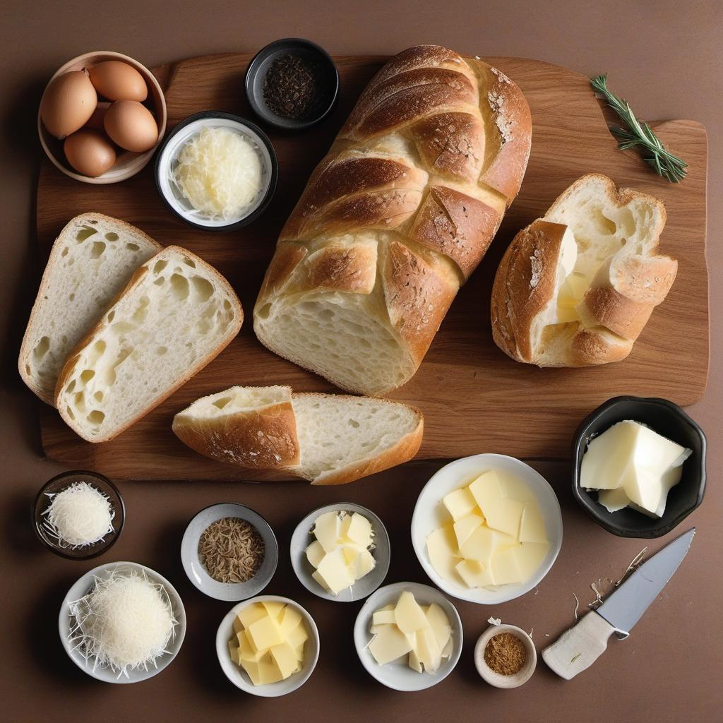 Items needed to answer the question, How do I craft a cheesy garlic bread thats to die for. Items include:  crusty bread  butter  garlic  shredded mozzarella cheese