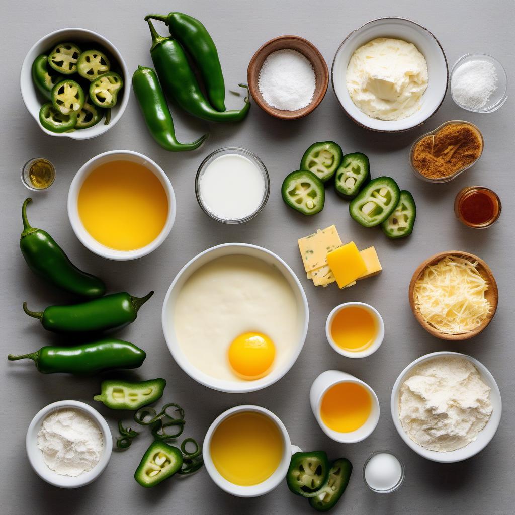 Items needed to answer the question, How do I prepare a zesty jalapeno cheddar bread. Items include:  all-purpose flour  baking powder  salt  diced jalapenos  shredded cheddar cheese  milk  melted butter  egg