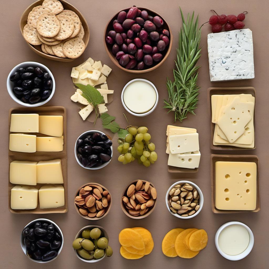 Items needed to answer the question, How do I serve a vegan cheese plate at a party. Items include:  Vegan cheeses  Fruits  Nuts  Olives  Gluten-free crackers  Labeling materials