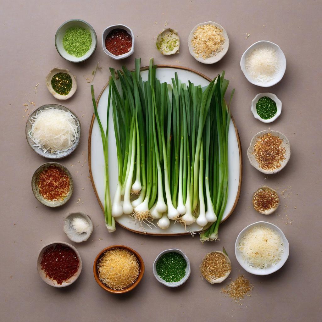 Items needed to answer the question, How do I garnish my vegan ramen. Items include:  green onions  sesame seeds  chili flakes  edible flowers