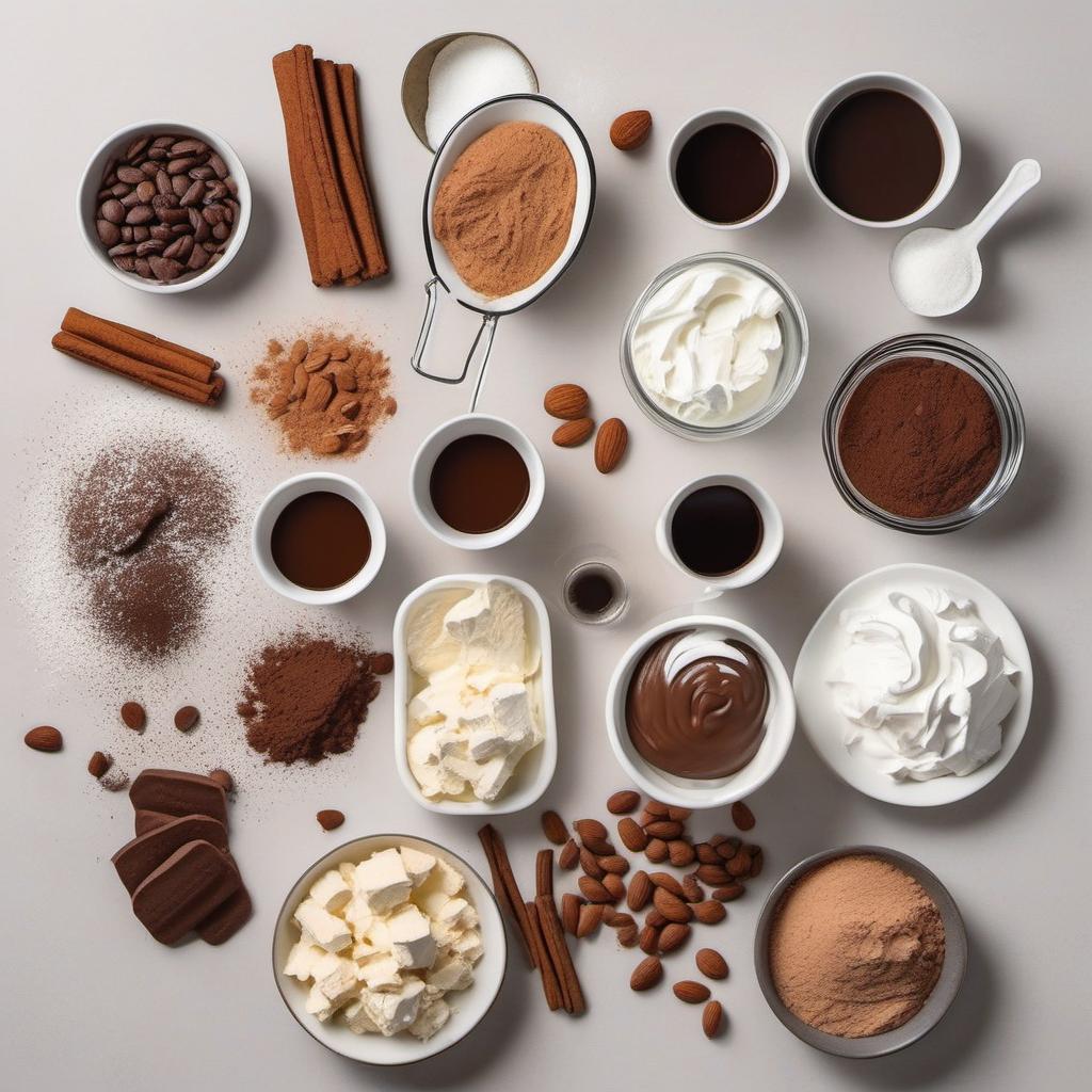Items needed to answer the question, How do I prepare a Vegan Tiramisu parfait. Items include:  vegan cream cheese  powdered sugar  unsweetened almond milk  vanilla extract  vegan ladyfingers  espresso  vegan-friendly alcohol  cocoa powder
