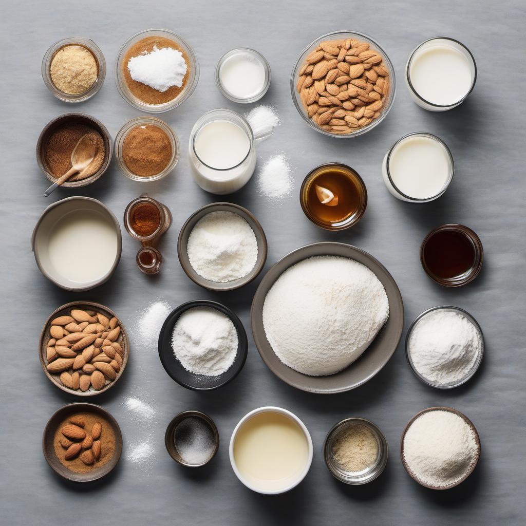 Items needed to answer the question, How do I make Vegan Tiramisu donuts for a sweet treat. Items include:  All-Purpose Flour  Sugar  Baking Powder  Salt  Almond Milk  Coconut Oil  Vanilla Extract