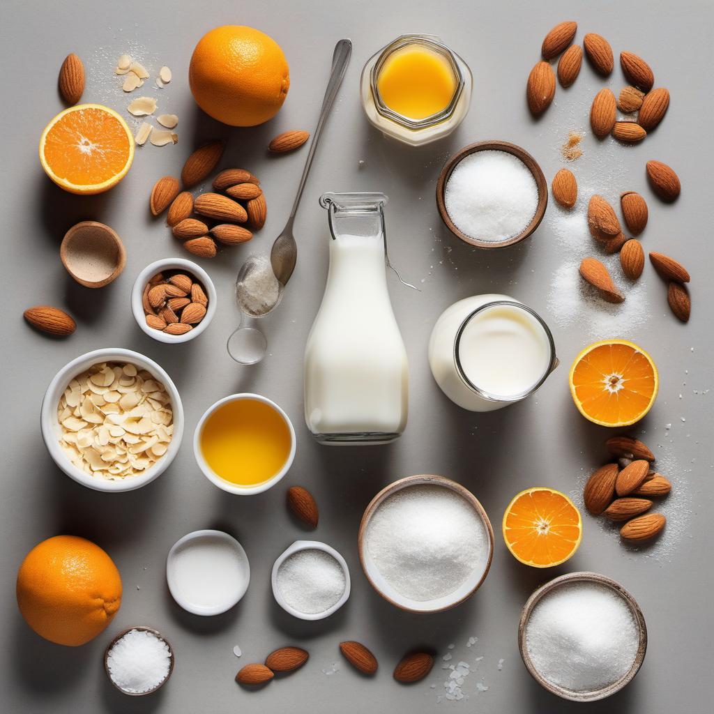 Items needed to answer the question, How do I make Vegan Crème Brûlée. Items include:  Dairy-Free Milk  Granulated Sugar  Salt  Cornstarch  Vanilla Extract  Grated Orange Zest (optional)  Almond Extract (optional)