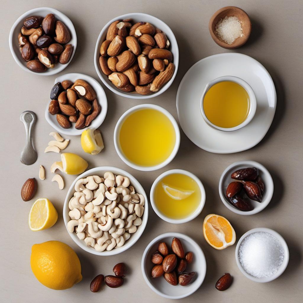 Items needed to answer the question, How do I whip up a refreshing citrus-infused Raw Vegan Cheesecake. Items include:  Raw cashews  Pitted dates  Almonds  Sea salt  Freshly squeezed lemon juice  Maple syrup  Coconut oil  Zest of 1 lemon and 1 orange