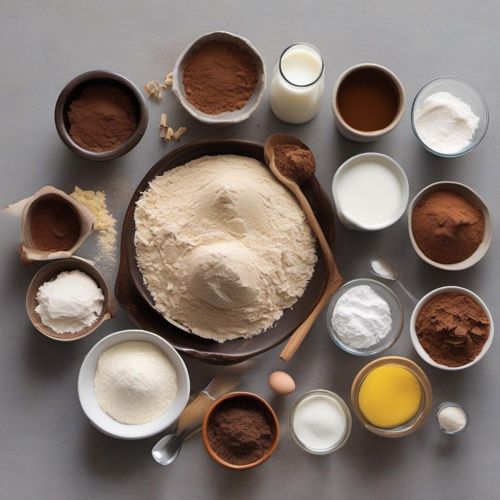 Items needed to answer the question, How do I make a gingerbread Christmas Yule Log. Items include:  All-purpose flour  Dark cocoa powder  Ground ginger  Ground cinnamon  Ground nutmeg  Salt  Eggs  Granulated sugar  Molasses  Whole milk  Heavy cream  Powdered sugar  Vanilla extract  Gingerbread cookies (crushed)