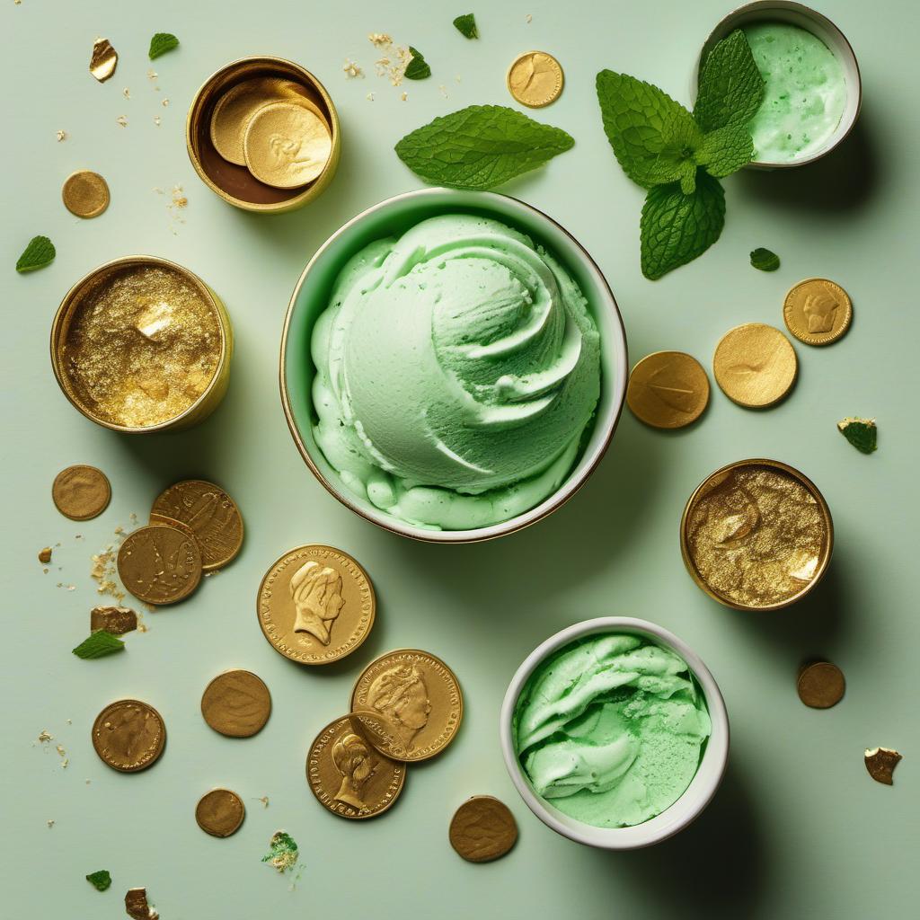 Items needed to answer the question, How do I create a shamrock surprise green milkshake. Items include:  Vanilla ice cream  Milk  Fresh mint leaves  Green food coloring  Gold sprinkles  Small chocolate coins