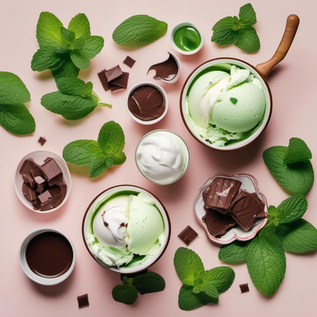 Items needed to answer the question, How do I make a minty masterpiece green milkshake. Items include:  Vanilla Ice Cream  Milk  Peppermint Extract  Fresh Mint Leaves  Green Food Coloring  Whipped Cream  Chocolate Syrup  Crushed Peppermint Candies