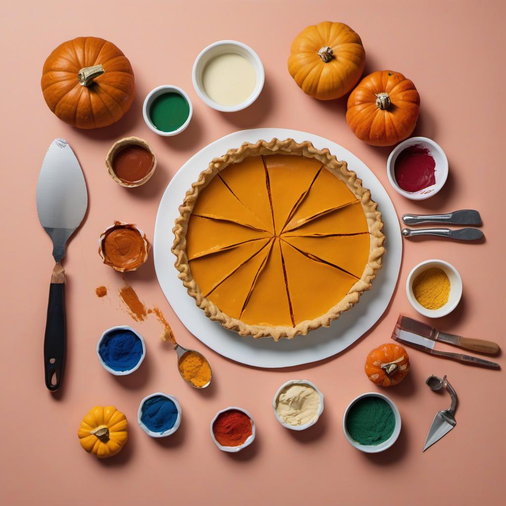 Items needed to answer the question, How do I make a Pumpkin Pie Art thats fun for the whole family. Items include:  refrigerated pie crust  medium-sized pumpkin  small sharp knife  spoon  pastry brush  colorful food coloring