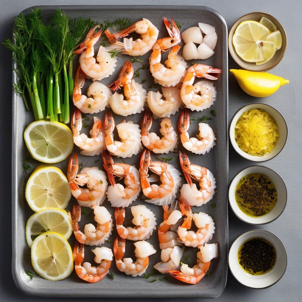 Items needed to answer the question, How do I grill flavorful seafood skewers. Items include:  Shrimp  Scallops  Firm fish (such as halibut or tuna)  Olive oil  Lemon juice  Minced garlic  Salt  Pepper  Fresh lemon wedges  Chopped herbs (such as parsley or cilantro)