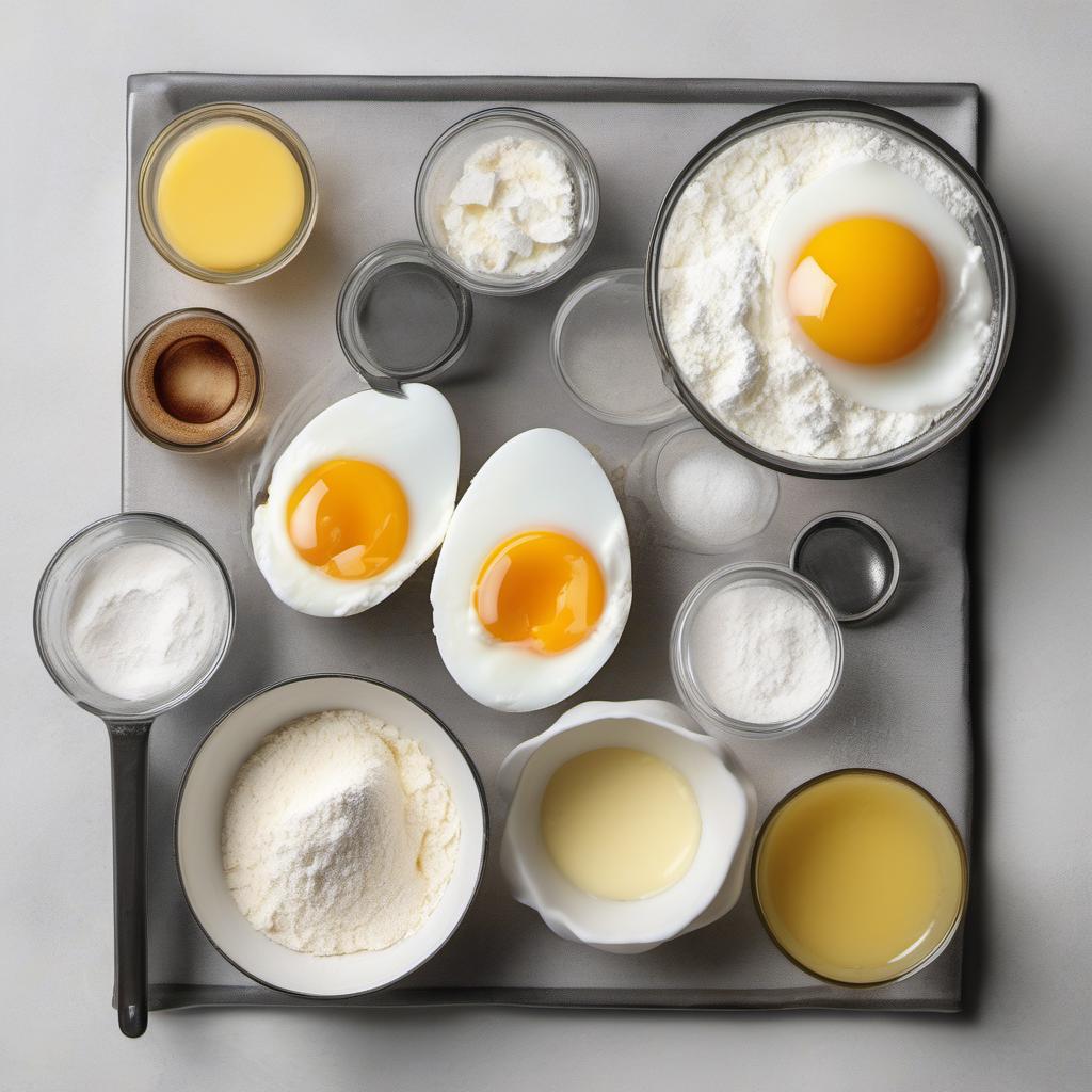 Items needed to answer the question, How do I whip up a delicious buttermilk waffle batter. Items include:  All-purpose flour  Granulated sugar  Baking powder  Baking soda  Salt  Eggs  Buttermilk  Butter  Vanilla extract