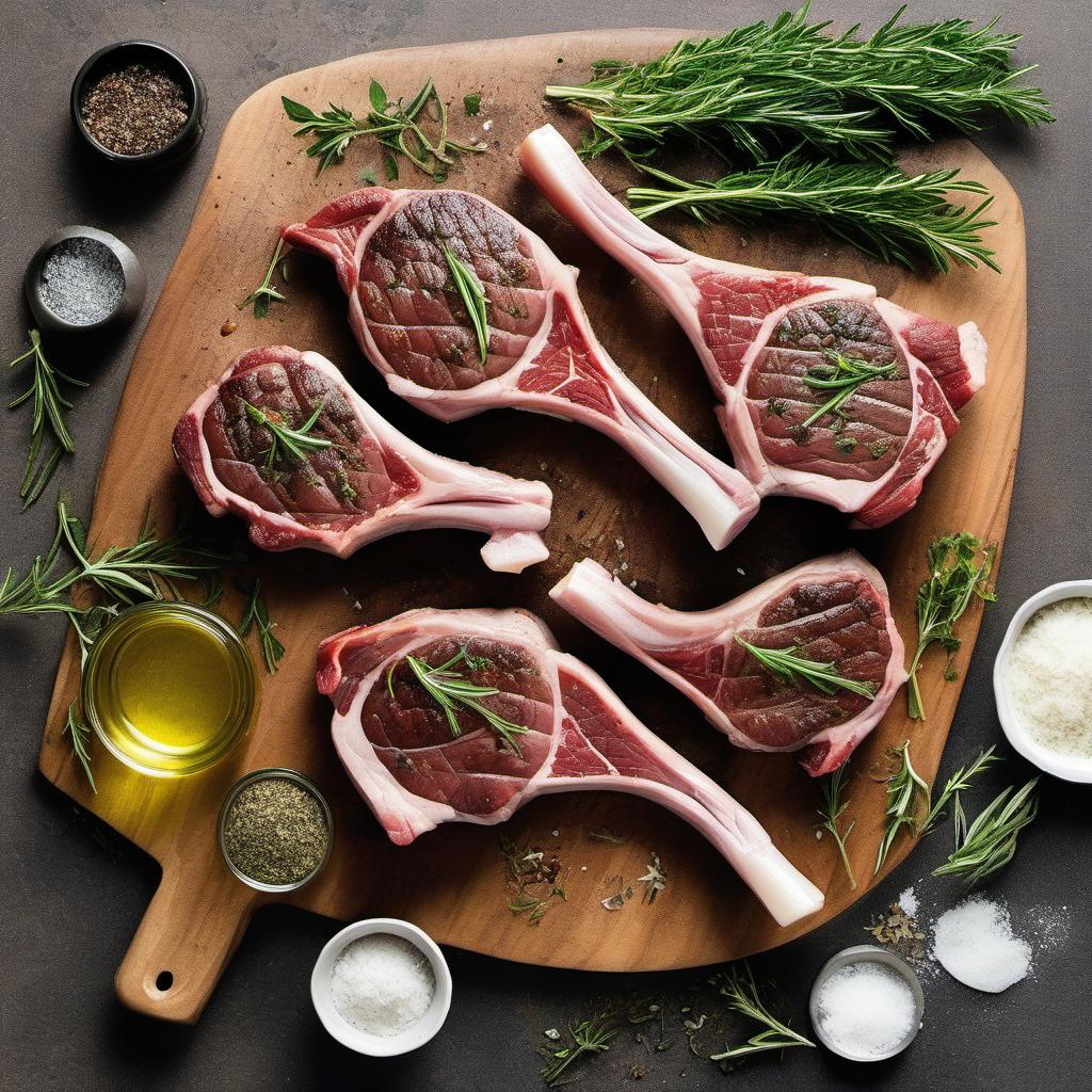 Items needed to answer the question, How do I make succulent lamb chops with herbs. Items include:  Lamb Chops  Herbs (rosemary, thyme, mint)  Olive Oil  Minced Garlic  Salt  Pepper