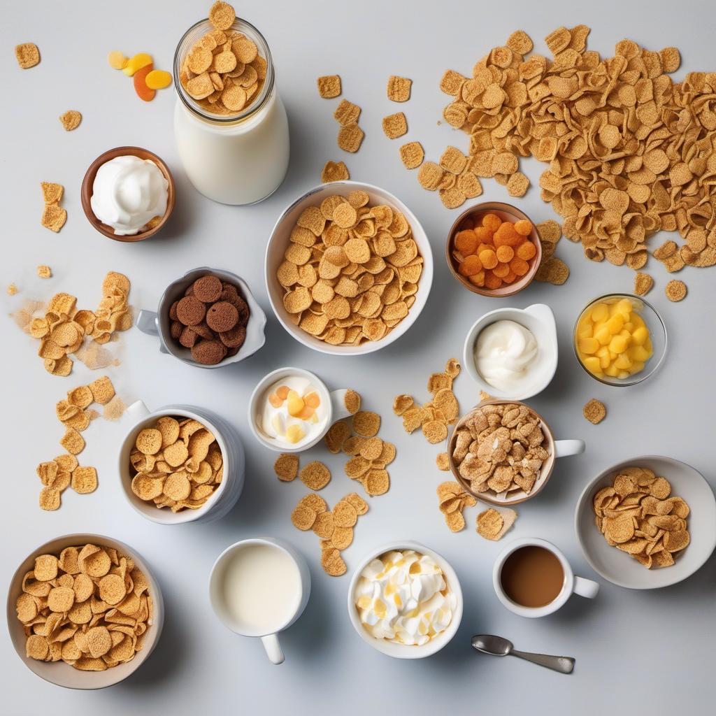 Items needed to answer the question, How do I concoct a Capn Crunch Cereal Milkshake. Items include:  Cap'n Crunch cereal  Vanilla ice cream  Milk  Whipped cream  Additional Cap'n Crunch cereal for garnish