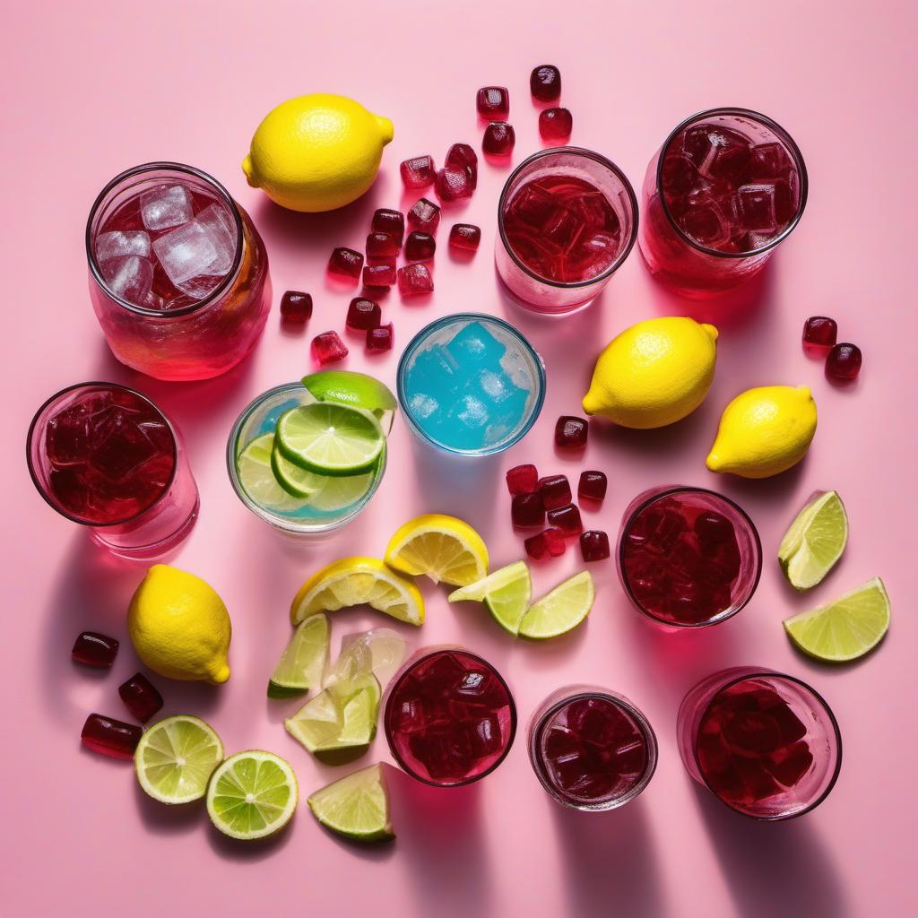 Items needed to answer the question, How do I whip up a Jolly Rancher Cocktail. Items include:  Jolly Rancher candies  Vodka  Lemon-lime soda  Cranberry juice  Ice cubes