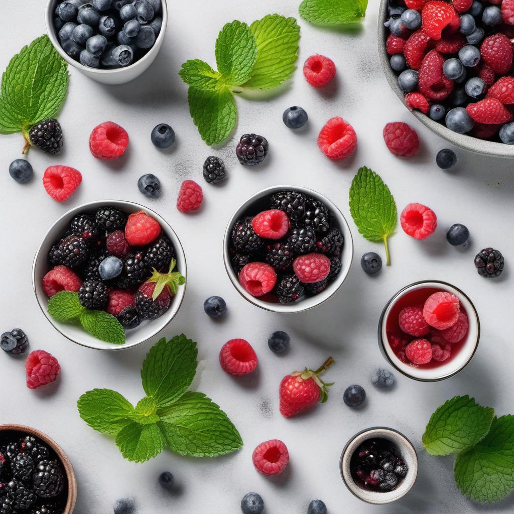 Items needed to answer the question, How do I make Sparkling Berry Prosecco Jelly. Items include:  Mixed Berries  Prosecco  Powdered Gelatin  Sugar  Fresh Berries (for garnish)  Mint Sprig (for garnish)