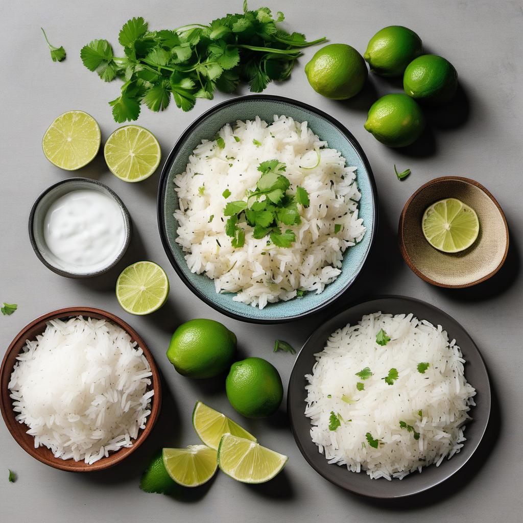 Items needed to answer the question, How do I make coconut lime rice. Items include:  Jasmine or Basmati Rice  Coconut Milk  Water  Fresh Lime Juice  Lime Zest  Salt  Fresh Cilantro