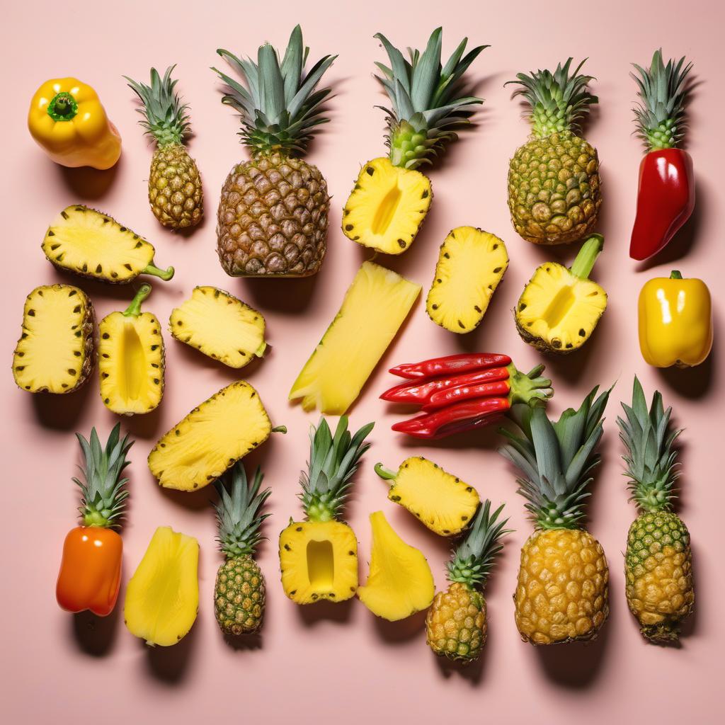 Items needed to answer the question, How do I grill pineapple skewers. Items include:  Pineapple  Bell Peppers