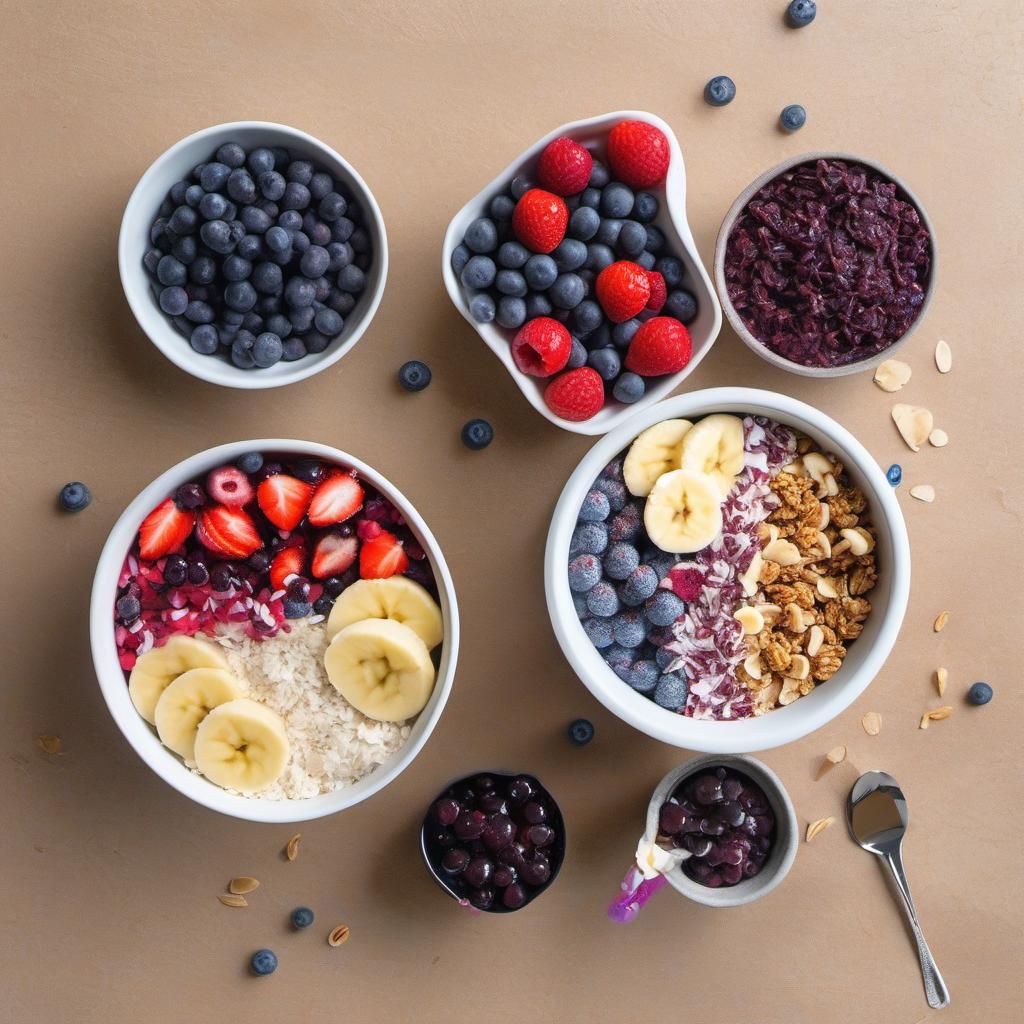 Items needed to answer the question, How do I make a kid-friendly Acai Bowl. Items include:  Acai packs  Frozen mixed berries  Ripe banana  Coconut milk  Honey  Fresh fruits (strawberries, bananas, blueberries)  Colorful sprinkles  Shredded coconut  Granola or crushed nuts