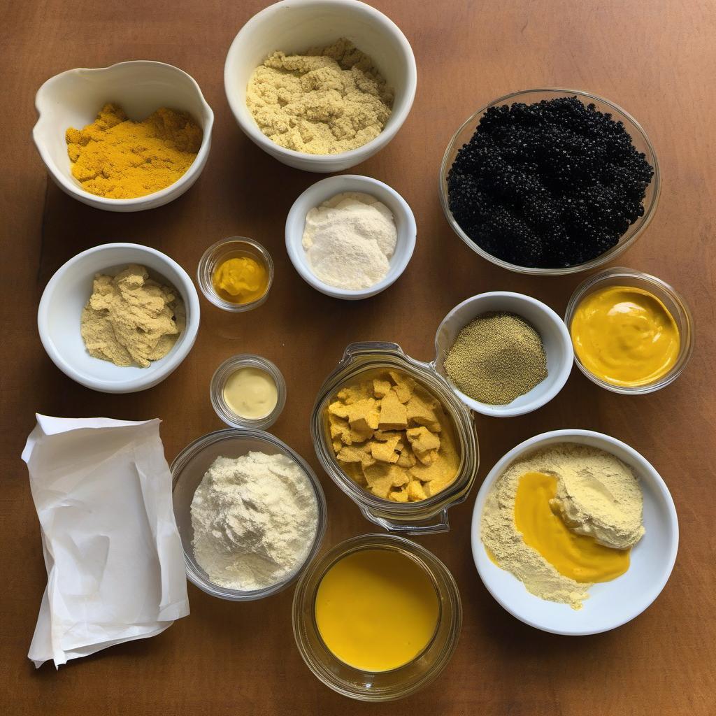 Items needed to answer the question, How do I make a vegan version of Caviar-topped Deviled Eggs. Items include:  tofu  vegan_mayonnaise  Dijon_mustard  salt_and_pepper  nutritional_yeast  turmeric  onion_powder  garlic_powder  vegan_caviar  hard_boiled_eggs