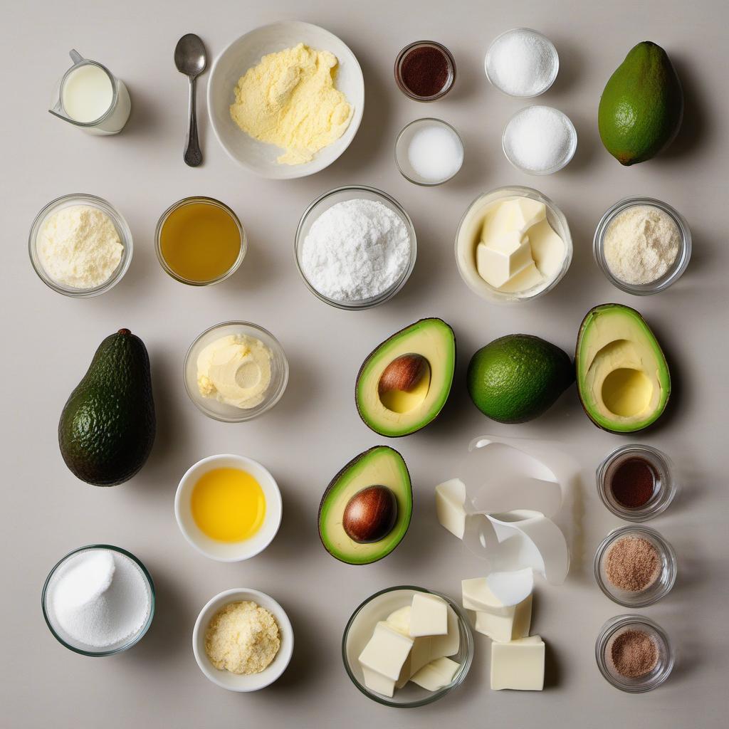 Items needed to answer the question, How do I make Egg-filled Crepes with avocado. Items include:  all-purpose flour  sugar  salt  eggs  milk  avocado  butter