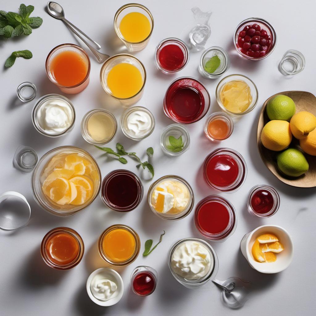 Items needed to answer the question, How do I make edible shot glass jello cups. Items include:  Flavored Gelatin Packets  Water  Cooking Spray  Toppings or Fillings