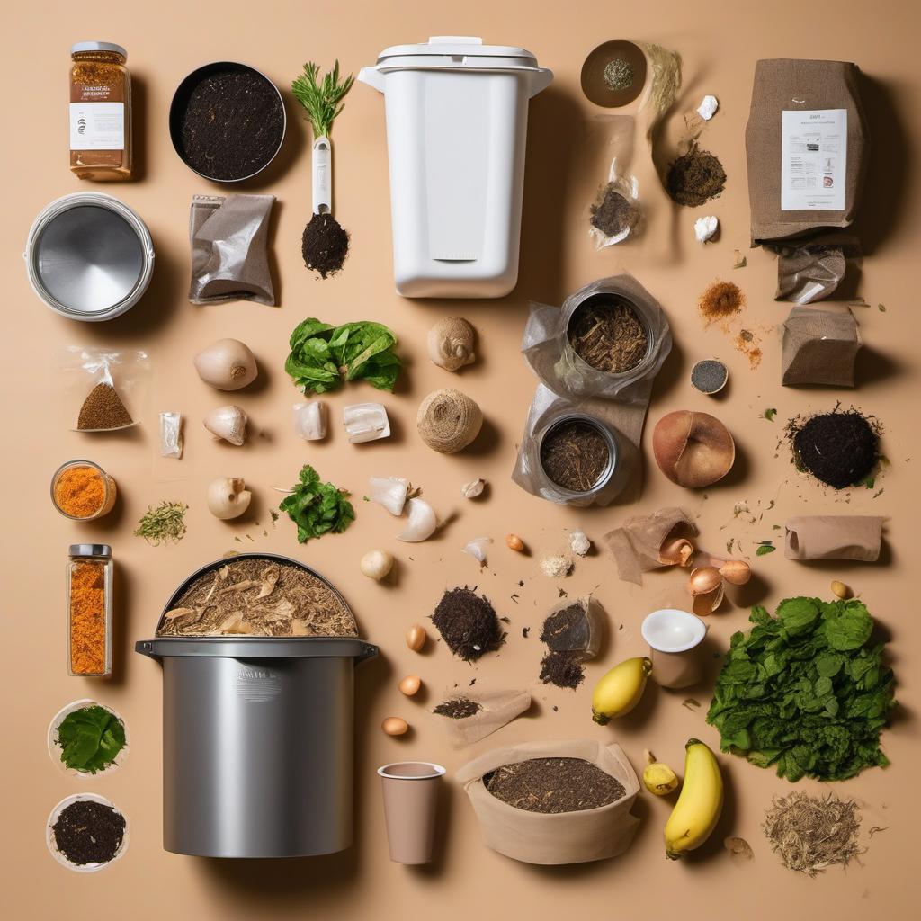 Items needed to answer the question, How do I reduce waste with biodegradable food packaging. Items include:  Biodegradable packaging  Compost bin  Recycling bin