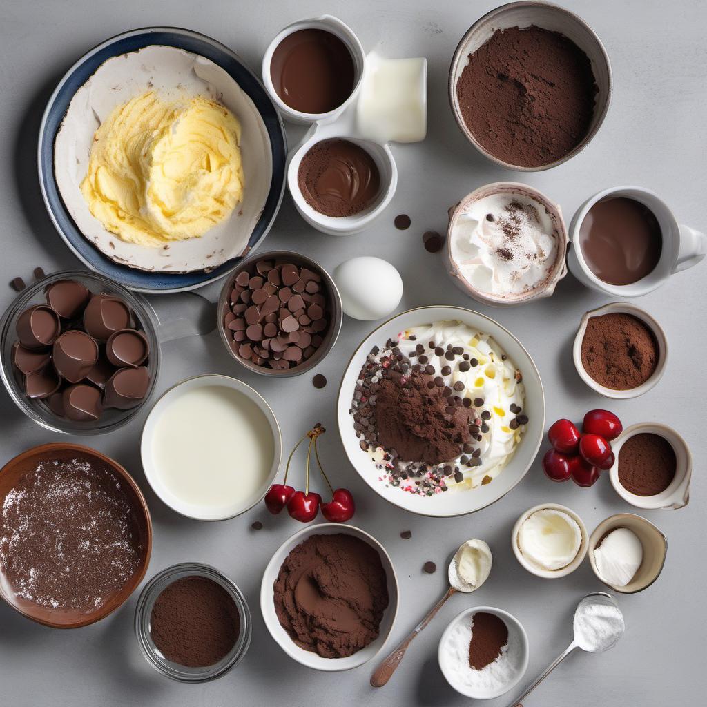 Items needed to answer the question, How do I surprise my friends with a Gooey Brownie Sundae. Items include:  Butter  Sugar  Vanilla Extract  Eggs  All-Purpose Flour  Unsweetened Cocoa Powder  Heavy Cream  Chocolate Chips  Whipped Cream  Sprinkles  Cherry