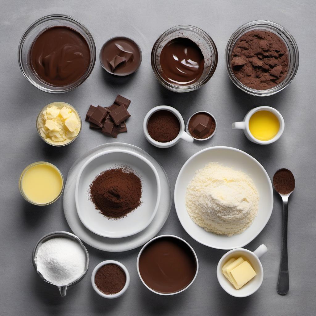 Items needed to answer the question, How do I make Gold-leaf Brownies. Items include:  Butter  Granulated Sugar  Vanilla Extract  Dark Chocolate  All-Purpose Flour  Unsweetened Cocoa Powder  Salt