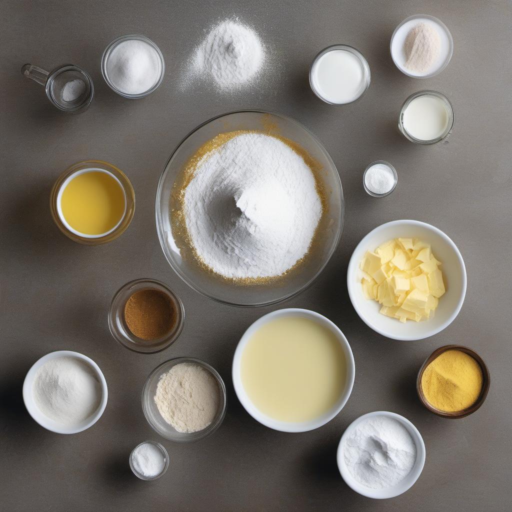 Items needed to answer the question, How do I make Shimmering Donuts. Items include:  flour  sugar  baking powder  magic fairy dust  melted butter  milk  vanilla extract  vegetable oil  powdered sugar  edible shimmer dust