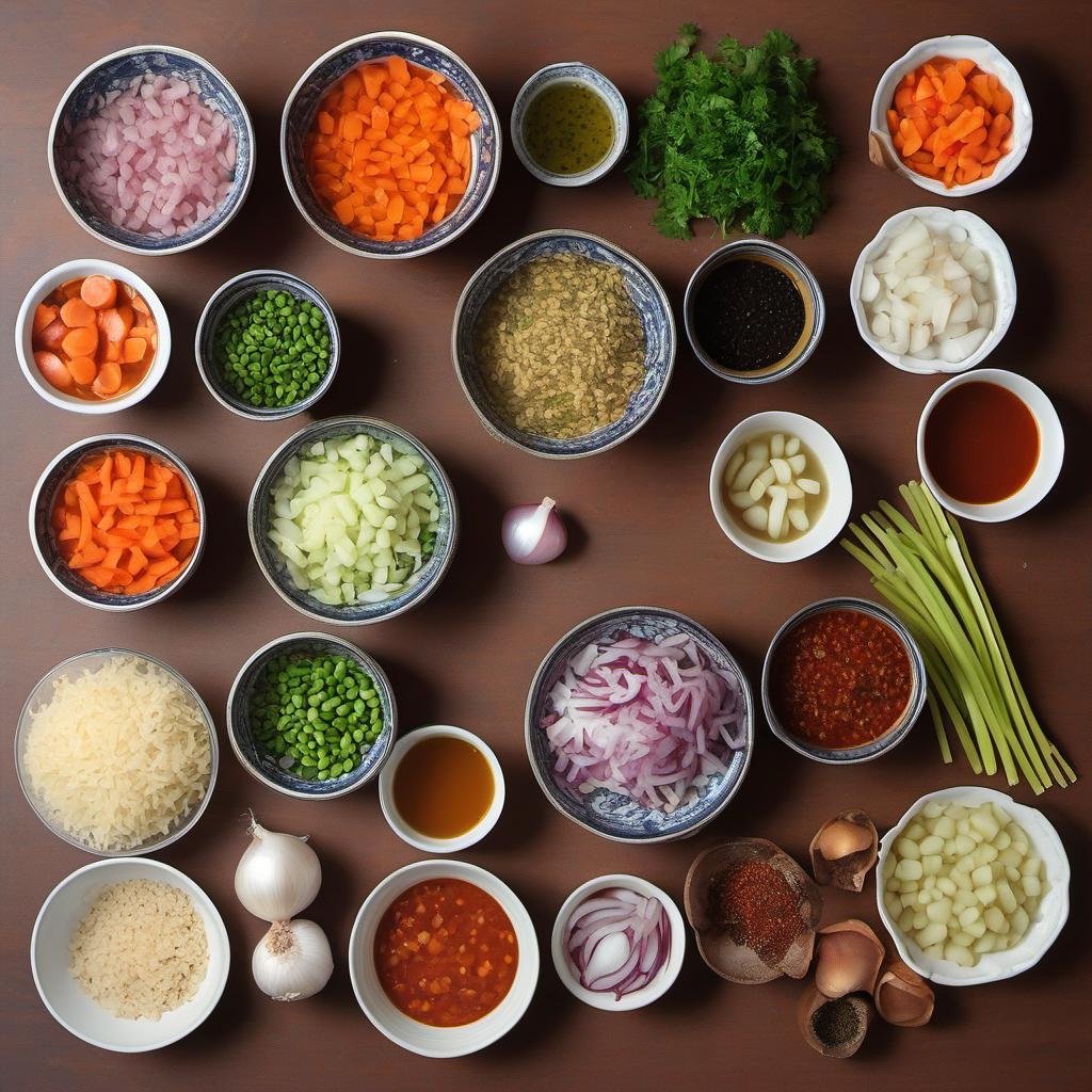 Items needed to answer the question, How do I make Magical Bean Stew for picky eaters. Items include:  Beans  Onion  Garlic  Carrots  Celery stalks  Diced tomatoes  Vegetable broth  Cumin  Paprika  Thyme