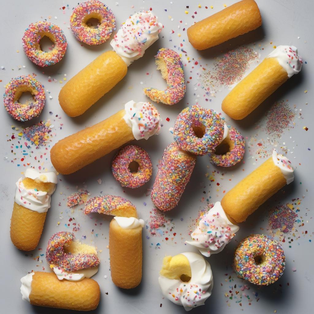 Items needed to answer the question, How do I customize Star-studded Twinkies. Items include:  Twinkies  Frosting  Edible glitter/sprinkles  Decorations