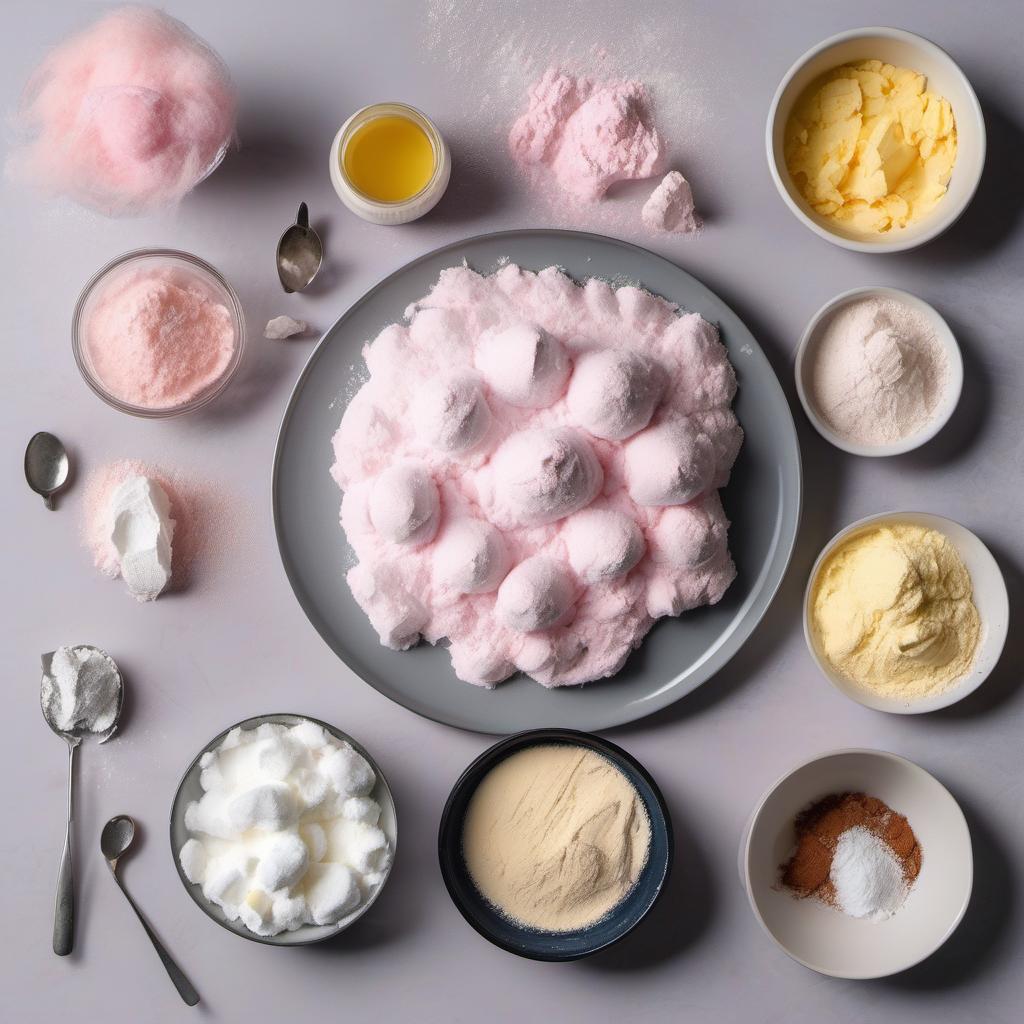 Items needed to answer the question, How do I craft Phoenix Feather Candy Floss cookies. Items include:  Butter  Sugar  Eggs  Vanilla Extract  Flour  Baking Powder  Candy Floss Clouds  Phoenix Feather