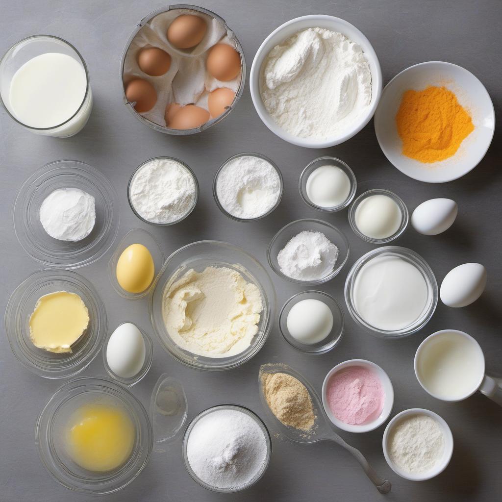 Items needed to answer the question, How do I make Mermaid Scale Pancakes. Items include:  all-purpose flour  sugar  baking powder  baking soda  salt  eggs  buttermilk  milk  butter  food coloring  whipped cream  edible glitter  maple syrup