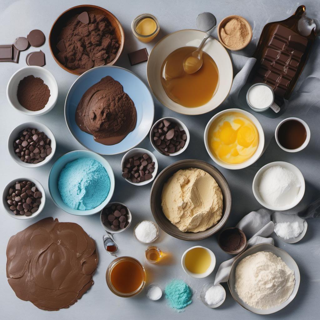 Items needed to answer the question, How do I make Mermaid Scale Pancakes with a twist. Items include:  All-Purpose Flour  Sugar  Baking Powder  Salt  Milk  Eggs  Butter  Blue Food Coloring  Green Food Coloring  Mini Chocolate Chips  Maple Syrup or Honey