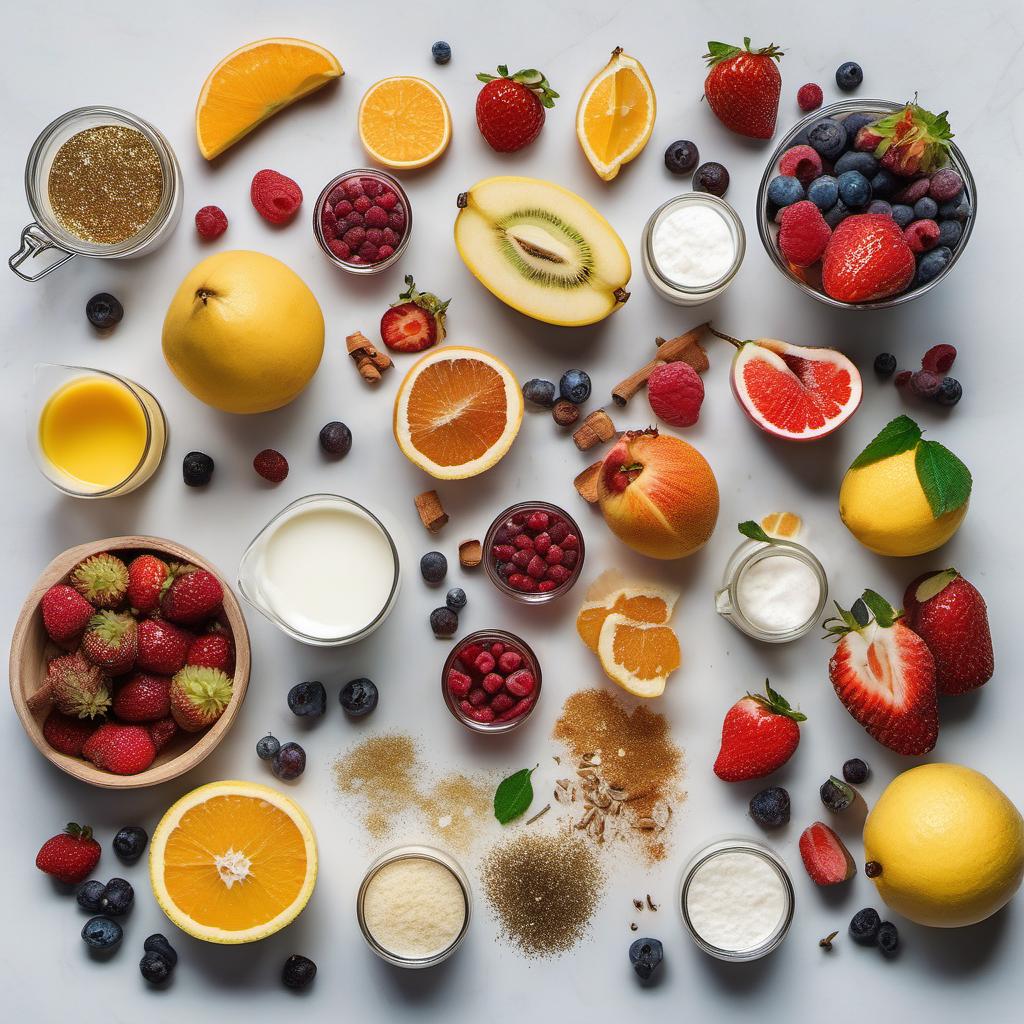 Items needed to answer the question, How do I add a dash of magic to my Wizard Potion Smoothies. Items include:  fresh fruits  milk  pixie dust (edible glitter)  enchantment (vanilla extract)  spices