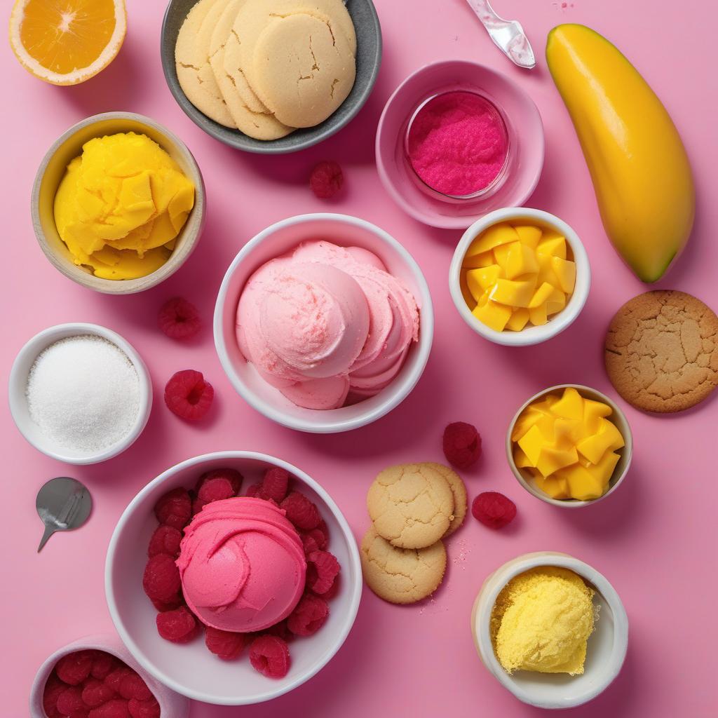 Items needed to answer the question, How do I serve Sunrise Sorbet Sandwiches at a summer party. Items include:  Raspberry Sorbet  Mango Sorbet  Lemon Sorbet  Sugar Cookies  Rainbow Sprinkles