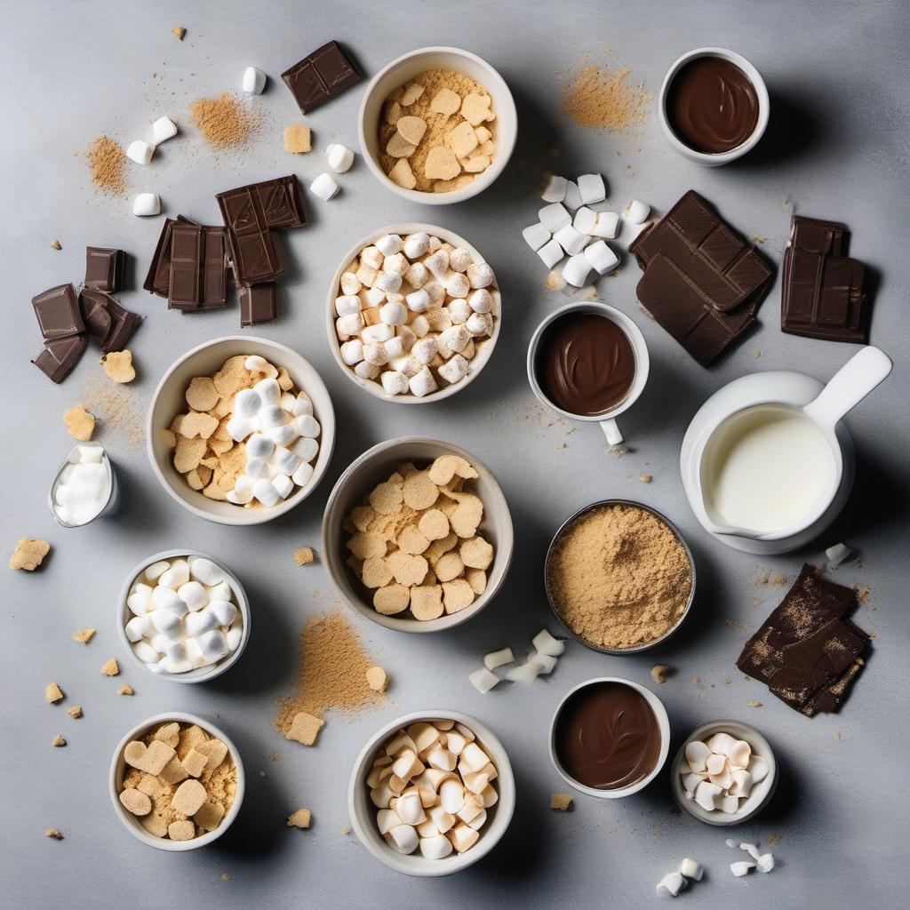 Items needed to answer the question, How do I create a Spellbook Smores Cake. Items include:  graham cracker crumbs  butter  chocolate chips  mini marshmallows  heavy cream  powdered sugar  vanilla extract