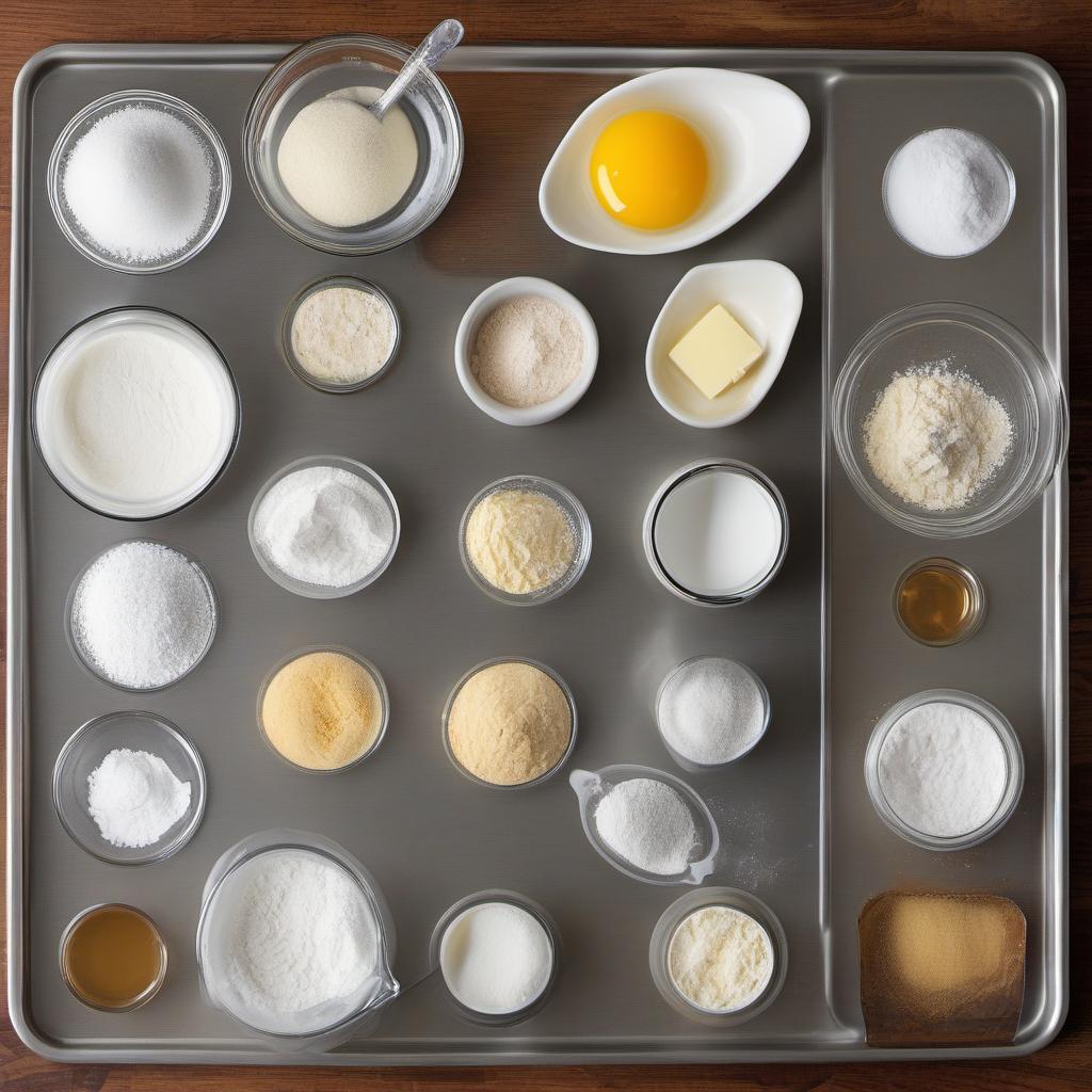 Items needed to answer the question, How do I make Cauldron Cakes with Molten Centers. Items include:  all-purpose flour  baking powder  baking soda  salt  unsalted butter  granulated sugar  eggs  vanilla extract  milk  semisweet chocolate chips  powdered sugar